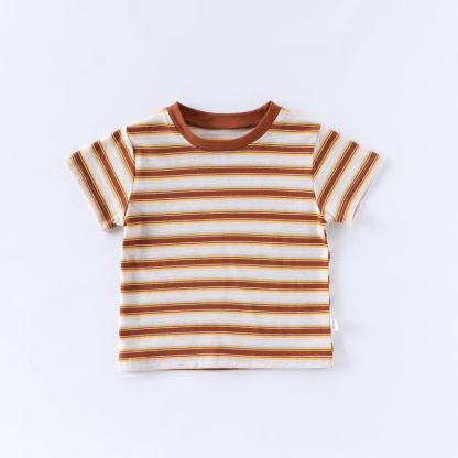 Baby Cotton Striped Tee - Brown - 2-3T - image 3