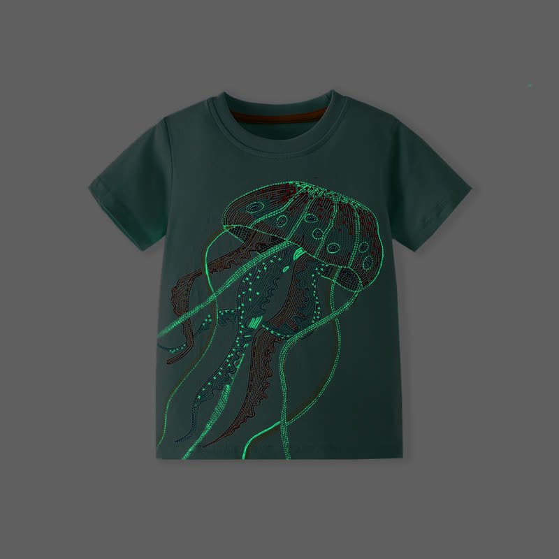Toddler Girl Jellyfish Pattern Luminous T-shirt - image 2