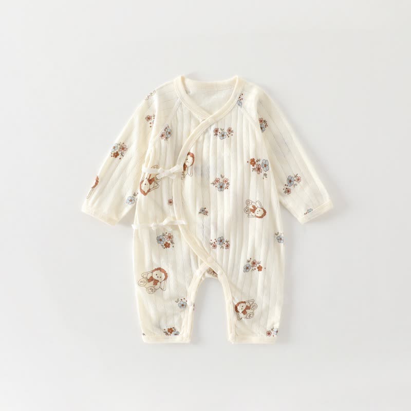 Baby White Cotton Romper - Rabbit - 3-6M - image 3