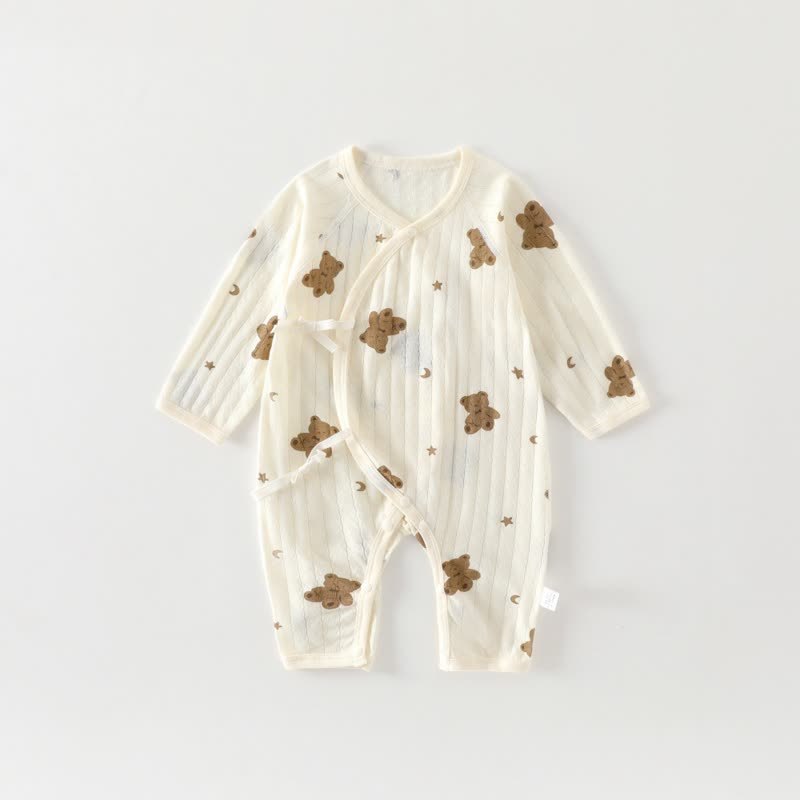 Baby White Cotton Romper - Bear - 3-6M - image 4