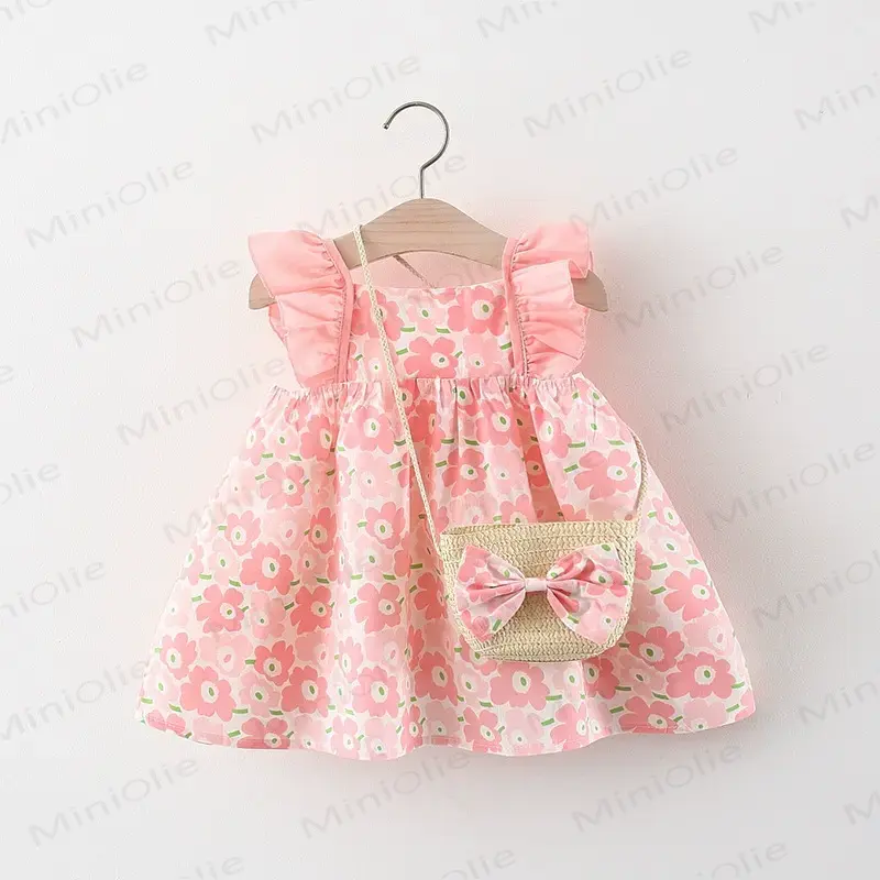 Baby Girls Summer Cotton Floral or Strawberry Print Dress - Pink - 2-3T - image 1