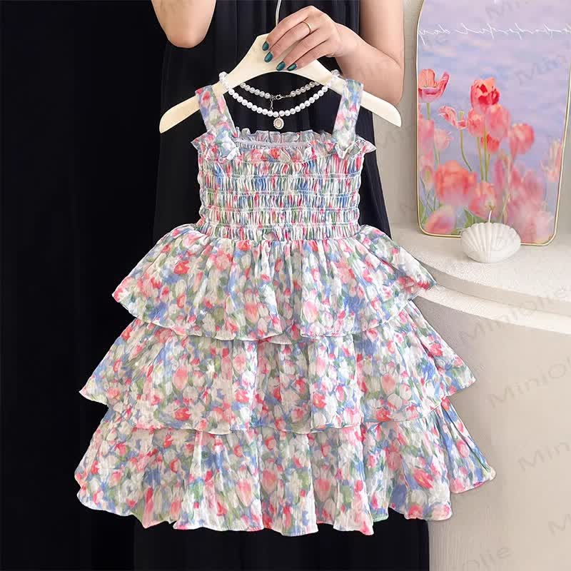 Toddler Girl Pink Floral Print Sleeveless Dress - Pink - 8-9T - image 1