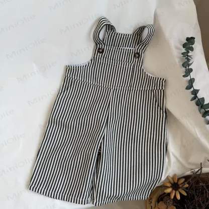 Toddler Cotton Black and White Striped Overalls - White&Black - 6-7T - image 1