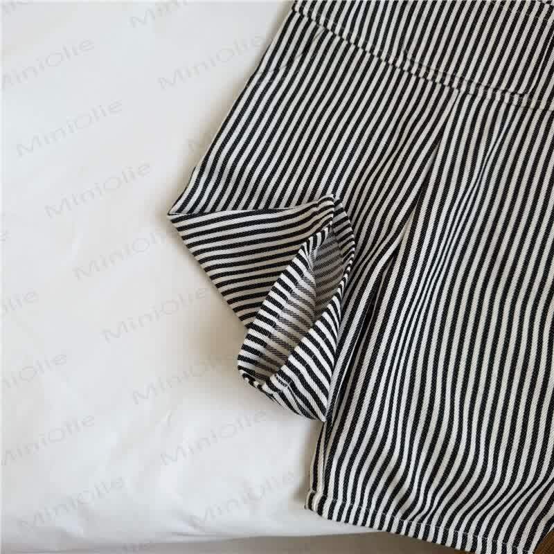 Toddler Cotton Black and White Striped Overalls - image 4