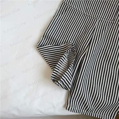 Toddler Cotton Black and White Striped Overalls - image 4