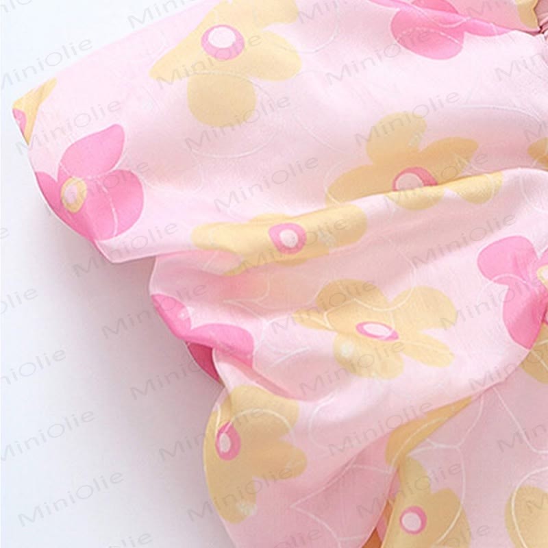 Toddler Girls Cotton Pink or Green Floral Print Dress - image 7