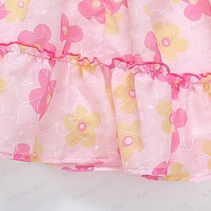 Toddler Girls Cotton Pink or Green Floral Print Dress - image 10