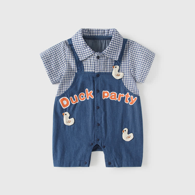 DUCK PARTY Baby Gingham Denim Romper - image 2