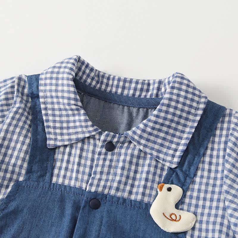 DUCK PARTY Baby Gingham Denim Romper - image 3