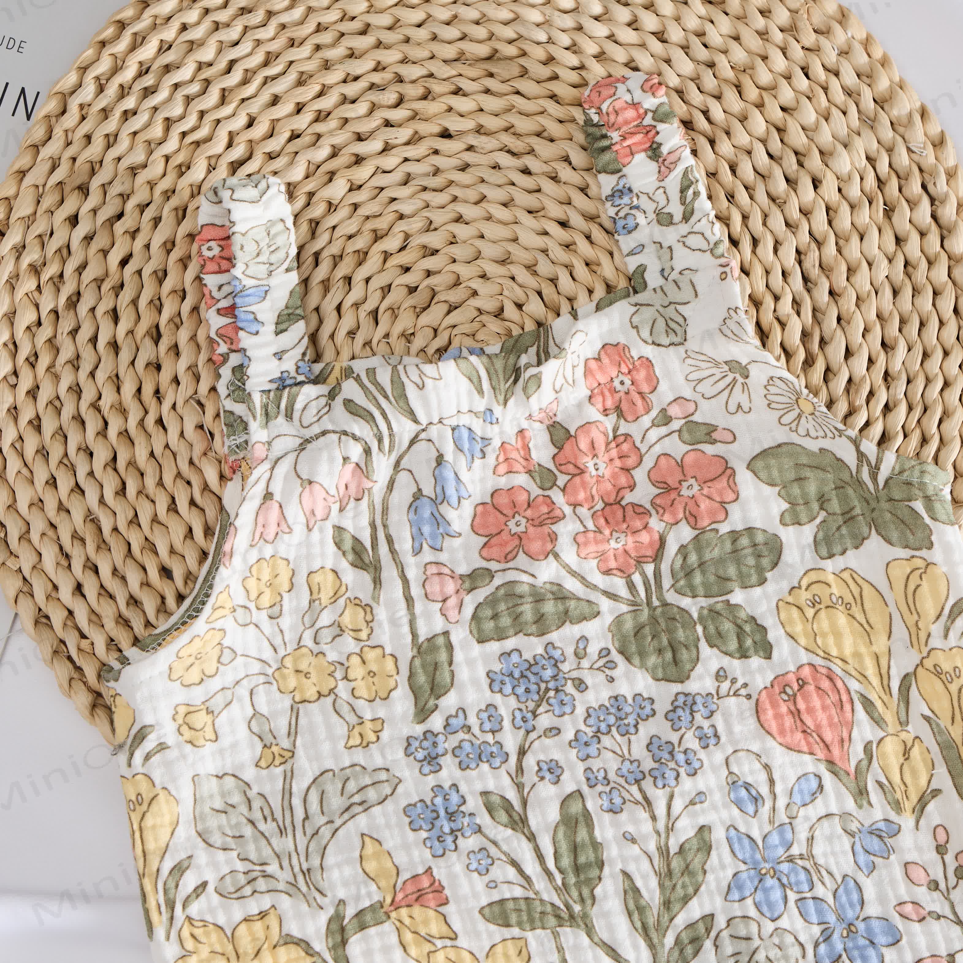 Baby Spring Flowers White Romper With Hat - image 3