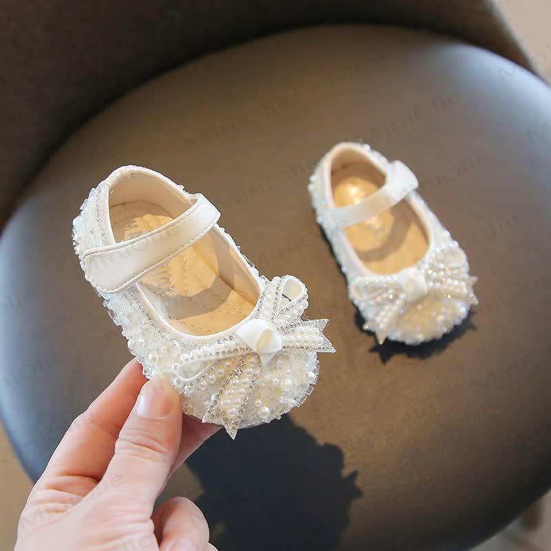 Toddler Girls Bow Dress Shoes  - Beige - 9.5C - image 3