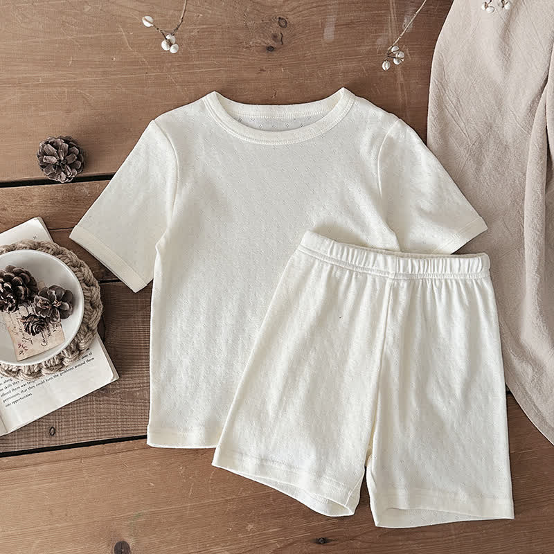 Toddler Kid Cotton Tee and Pants Pajama Set - Beige - 10-11T - image 6