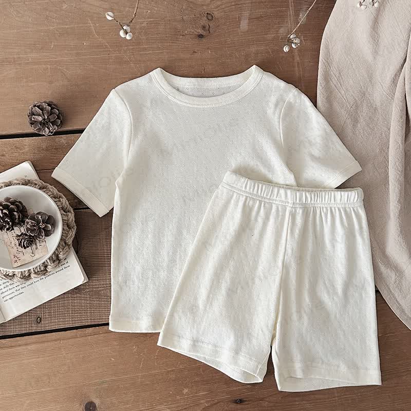 Toddler Kid Cotton Tee and Pants Pajama Set - Beige - 10-11T - image 6