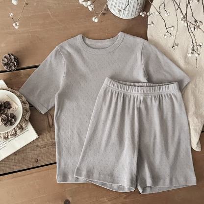 Toddler Kid Cotton Tee and Pants Pajama Set - Grey - 10-11T - image 7