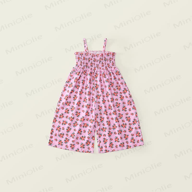 Toddler Girl Smocked Floral Polyester Spaghetti Strap Dress - Pink - 8-9T - image 1