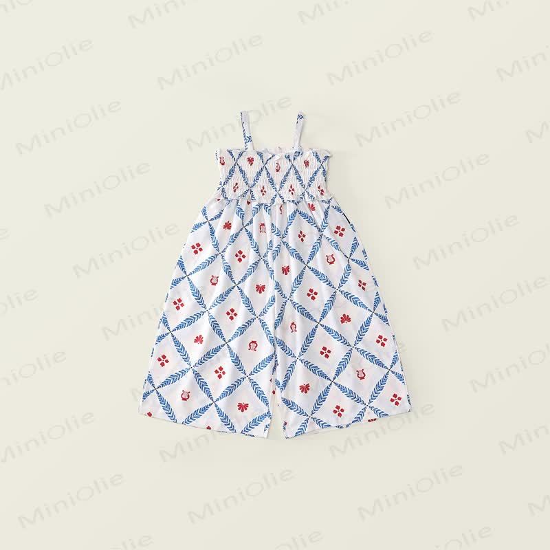 Toddler Girl Smocked Floral Polyester Spaghetti Strap Dress - Blue - 8-9T - image 4