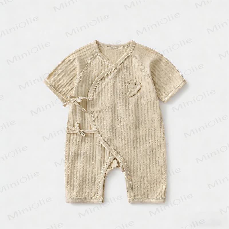 Baby Cotton Solid Color Romper - Yellow - 9-12M - image 3