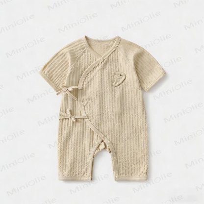 Baby Cotton Solid Color Romper - Yellow - 9-12M - image 3