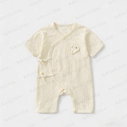 Baby Cotton Solid Color Romper - White - 9-12M - image 2