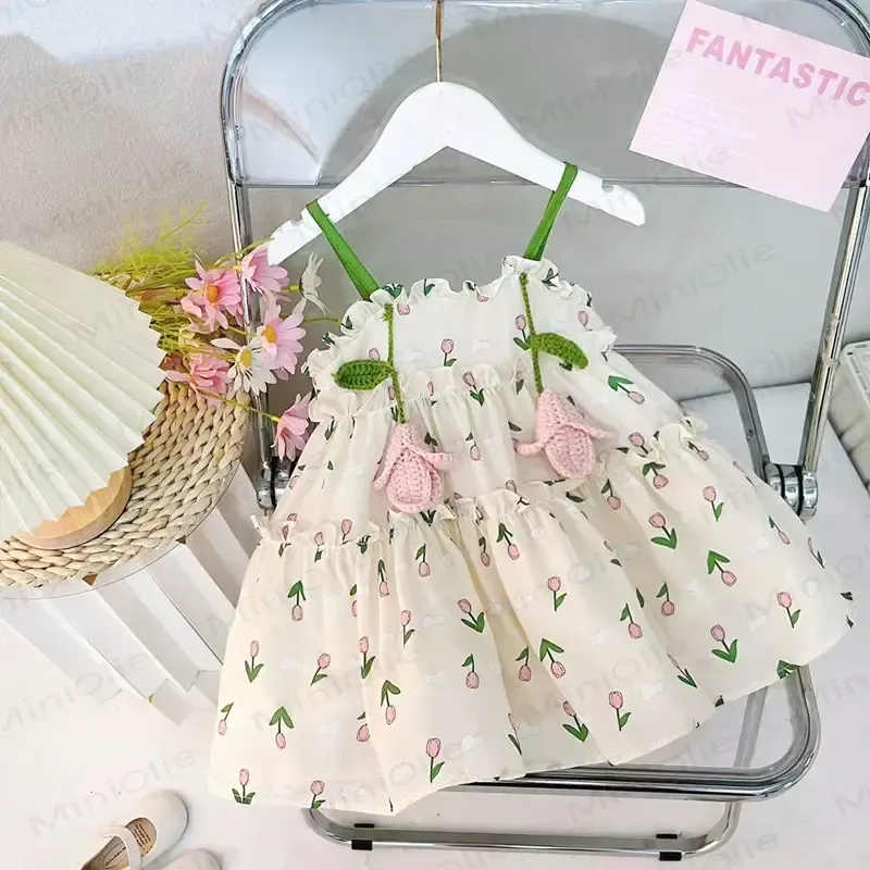 Baby Toddler Girls Tulip Print Cotton Sleeveless Dress - image 1