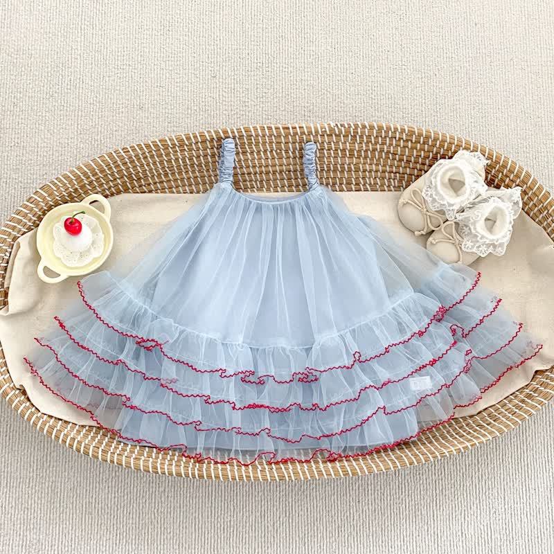 Baby Toddler Girls Cotton Lace Tulle Dress - Blue - 4-5T - image 2