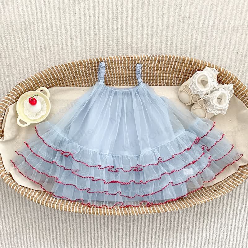 Baby Toddler Girls Cotton Lace Tulle Dress - Blue - 4-5T - image 2
