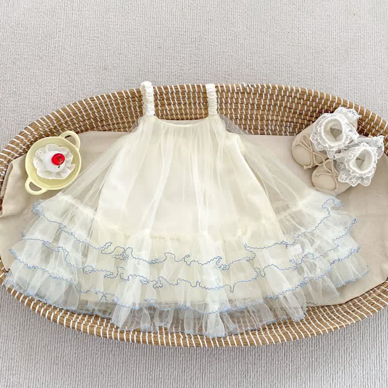 Baby Toddler Girls Cotton Lace Tulle Dress - Beige - 4-5T - image 3