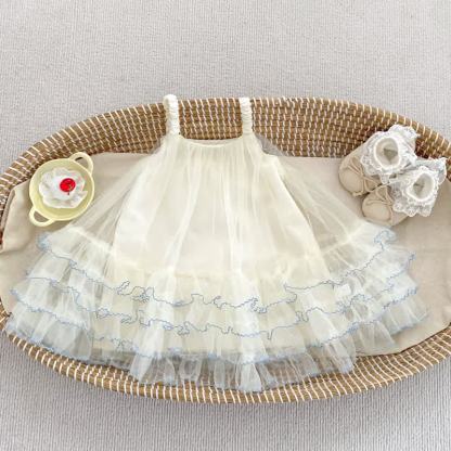 Baby Toddler Girls Cotton Lace Tulle Dress - Beige - 4-5T - image 3