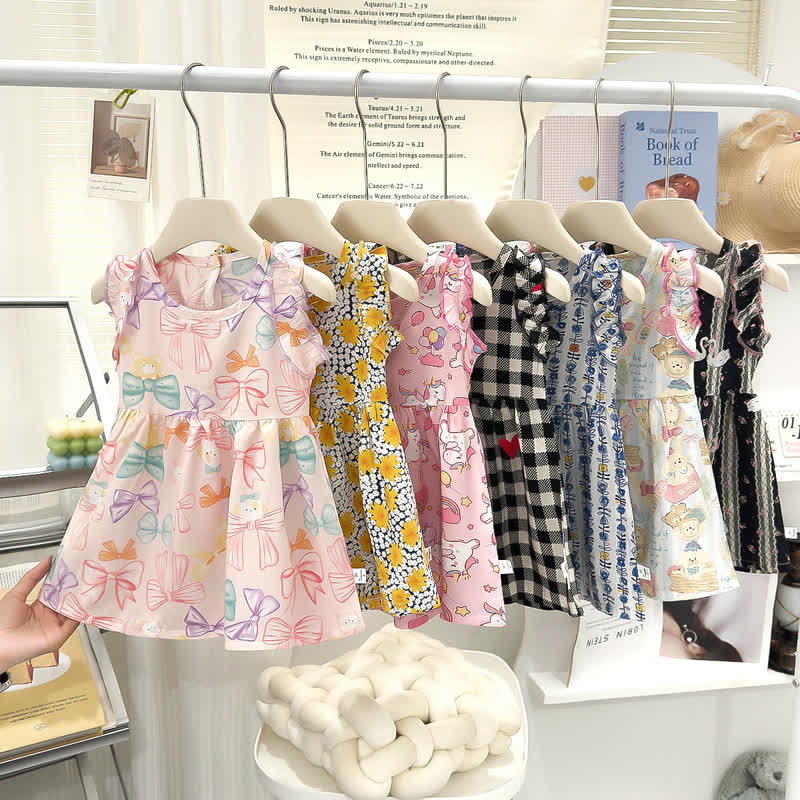 Toddler Girls Animal Rainbow Bow Sleeveless Dress - image 1