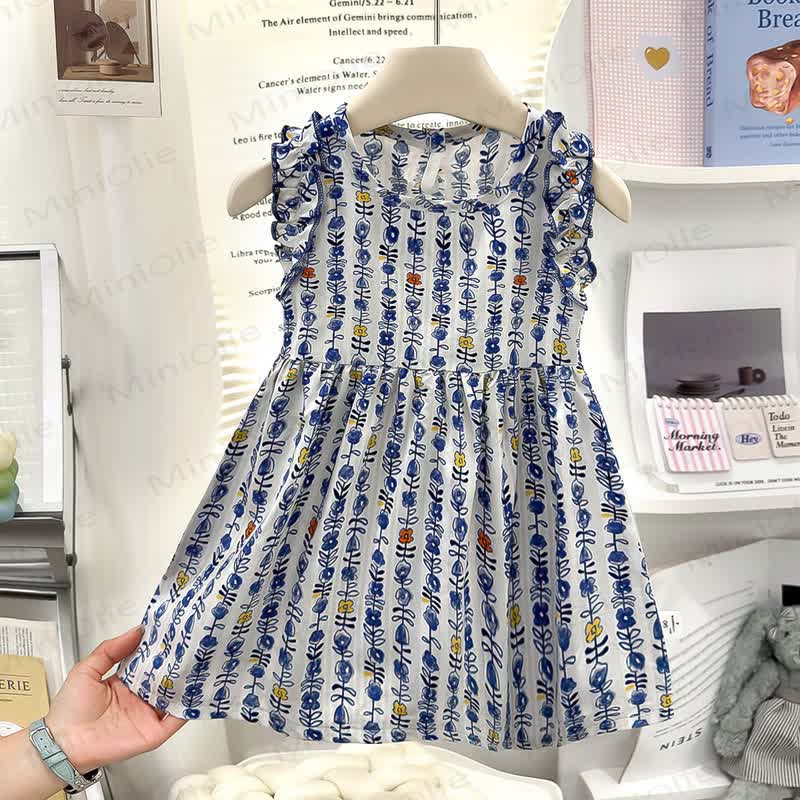 Toddler Girls Animal Rainbow Bow Sleeveless Dress - Blue - 8-9T - image 2