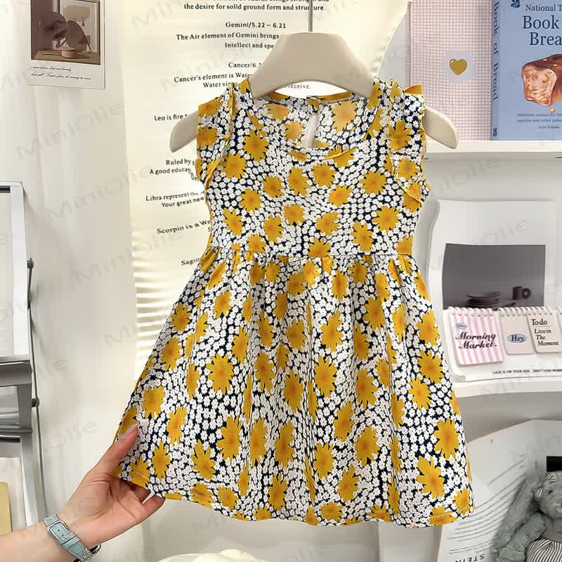 Toddler Girls Animal Rainbow Bow Sleeveless Dress - Yellow - 8-9T - image 3