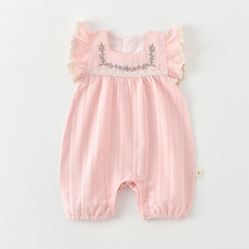 Baby Girl Lace Square-neck Romper - Pink - 18-24M - image 1