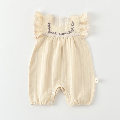 Baby Girl Lace Square-neck Romper - Beige - 18-24M - image 2