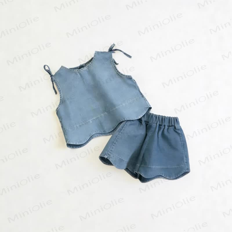Baby Toddler Girls Solid Color Tank Top and Shorts Denim Set - Blue - 4-5T - image 3
