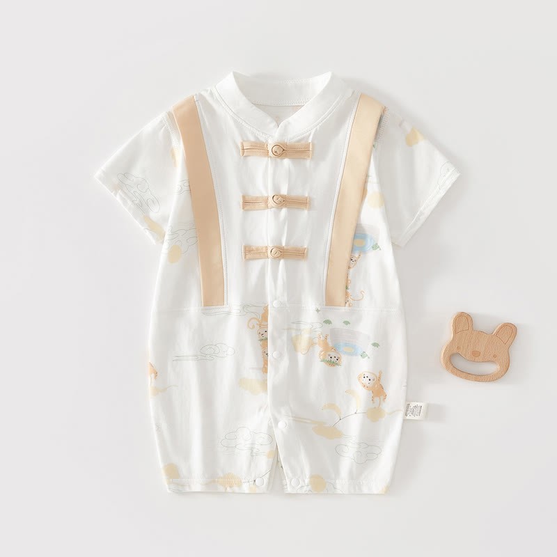 Baby Monkey Print Summer Romper - White - 18-24M - image 1
