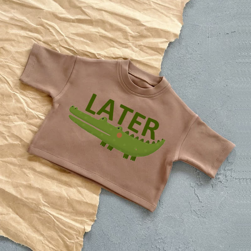 LATER Baby Crocodile Summer Casual T-Shirt - Brown - 2-3T - image 3