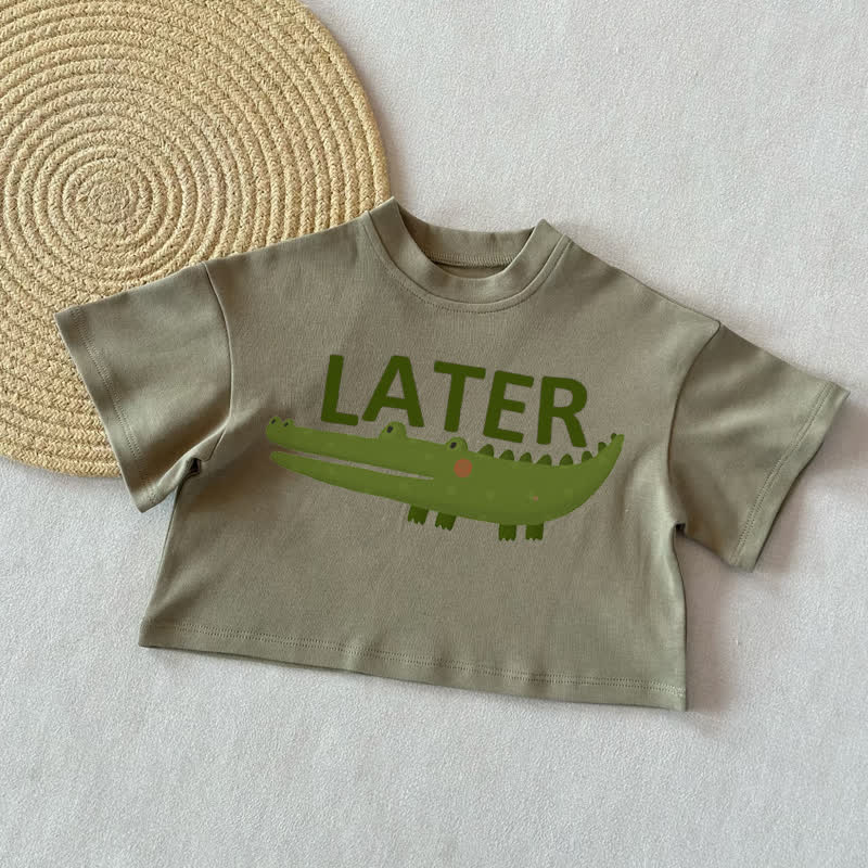 LATER Baby Crocodile Summer Casual T-Shirt - Grey Green - 2-3T - image 2