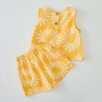 Baby Toddler Yellow Sunflower Sleeveless 2-piece Set - image 2