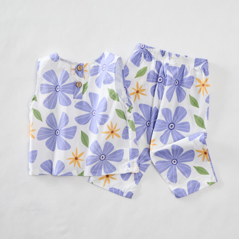 Baby Toddler Blue Flower Sleeveless 2-piece Set - image 4
