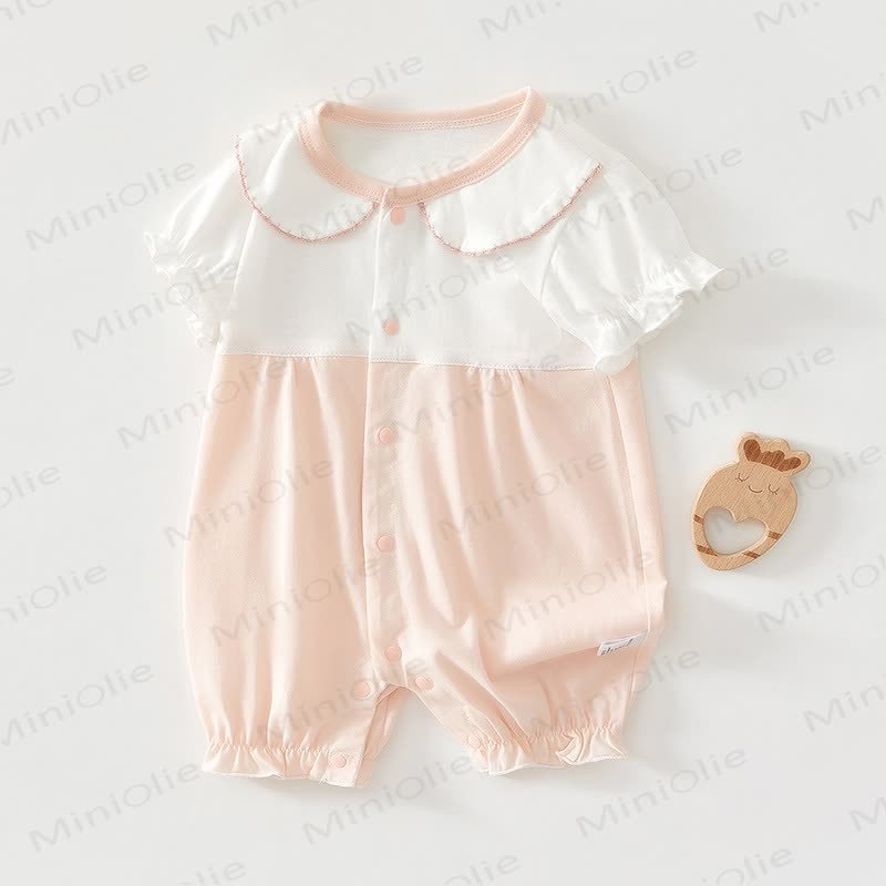 Baby Rabbit Peter Pan Collar Romper - White&Pink - 24-36M - image 5