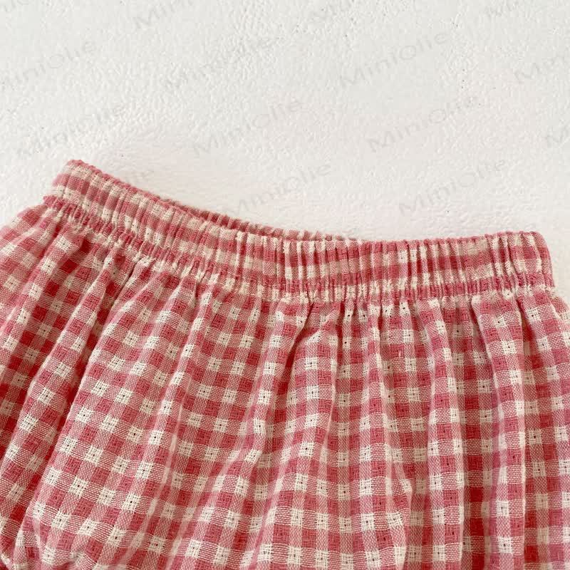 Baby Girls Pink Gingham Lace Top and Shorts Set - image 6