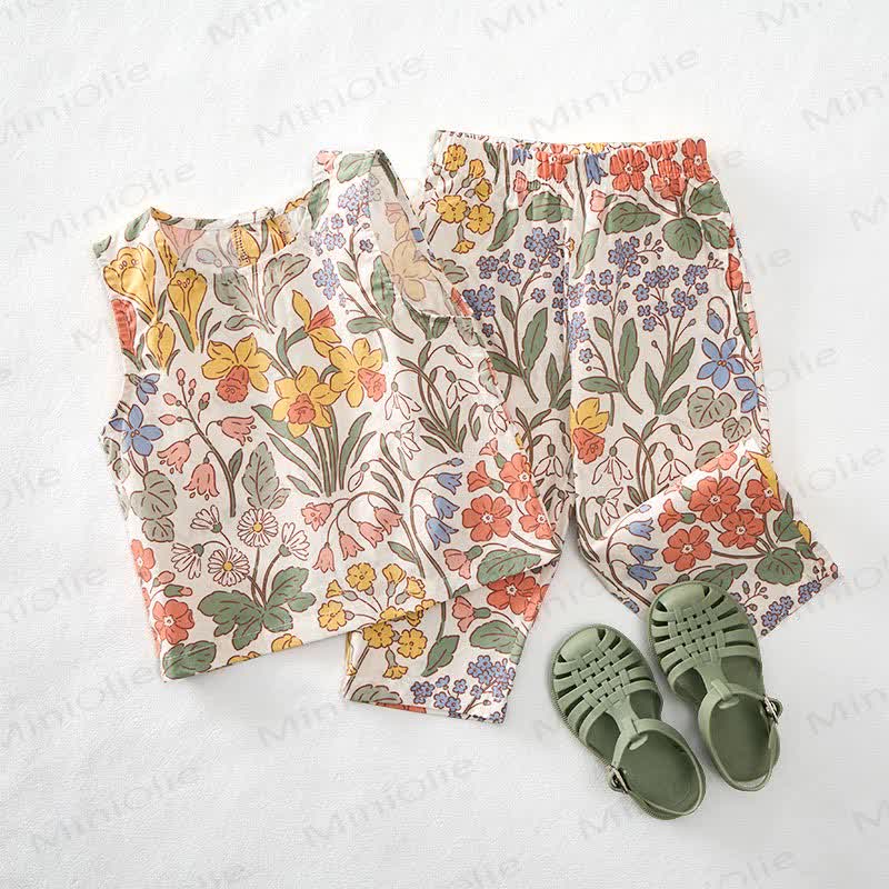 Baby Toddler Spring Flowers Sleeveless 2-piece Set - image 3