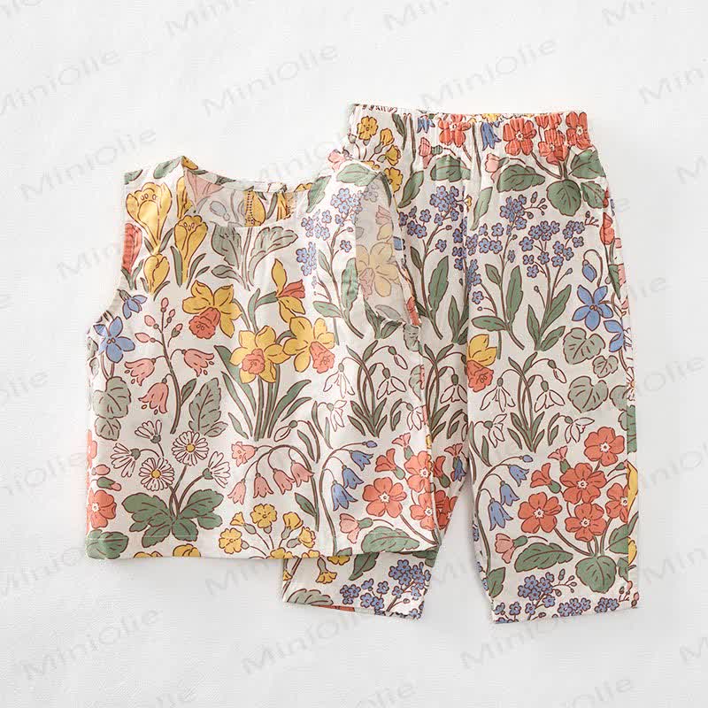 Baby Toddler Spring Flowers Sleeveless 2-piece Set - image 2