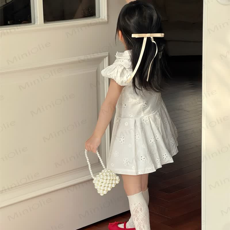 Toddler Girls Cotton Solid White Lace Dress - image 3