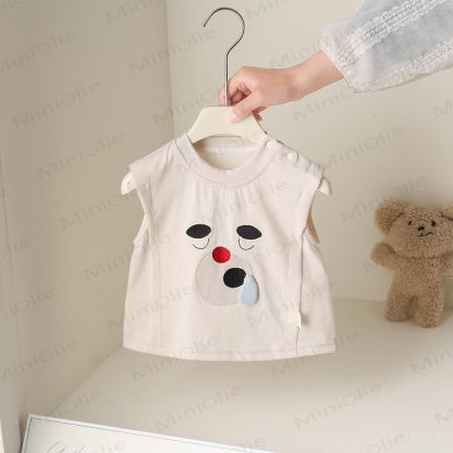 Baby Cotton Cartoon Face Tank Top and Shorts Set - image 3