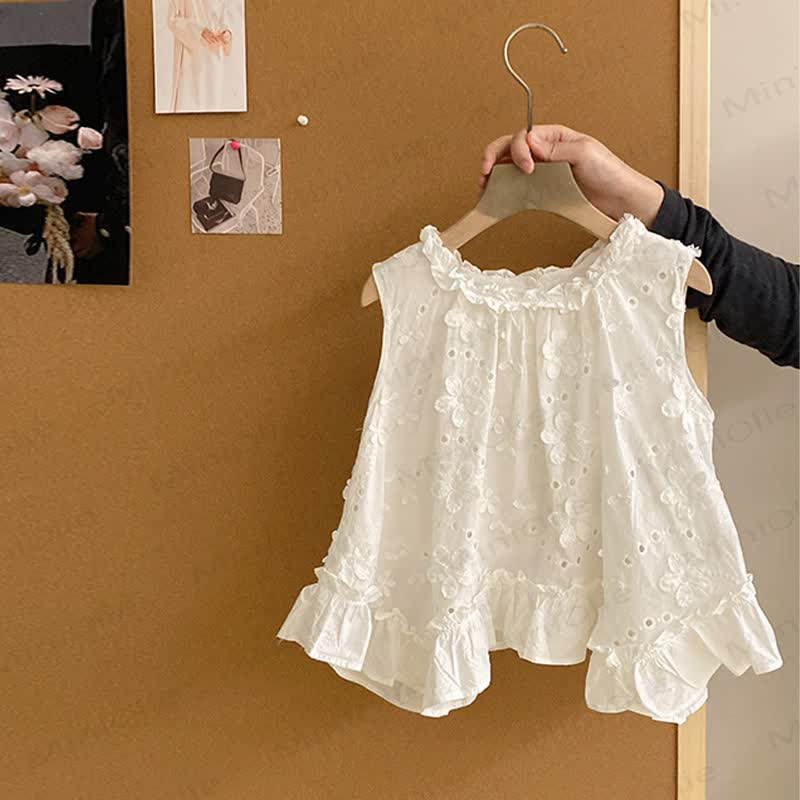 Toddler Kid Girls Cotton Lace Tank Top or Pants - White - 10-11T - image 2