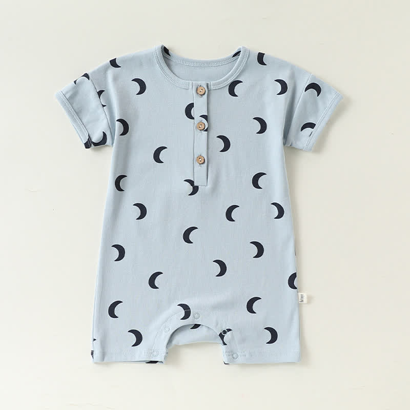 Baby Blue Moon Print Romper/Bodysuit/Tee - Short-sleeve Romper - 12-24M - image 1