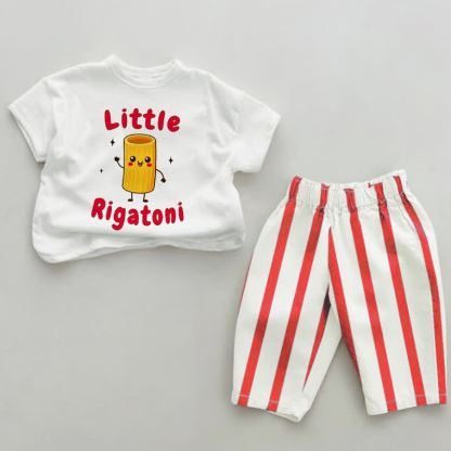 LITTLE RIGATONI Baby Red Vertical Striped 2-piece Set - White&Red - 2-3T - image 1