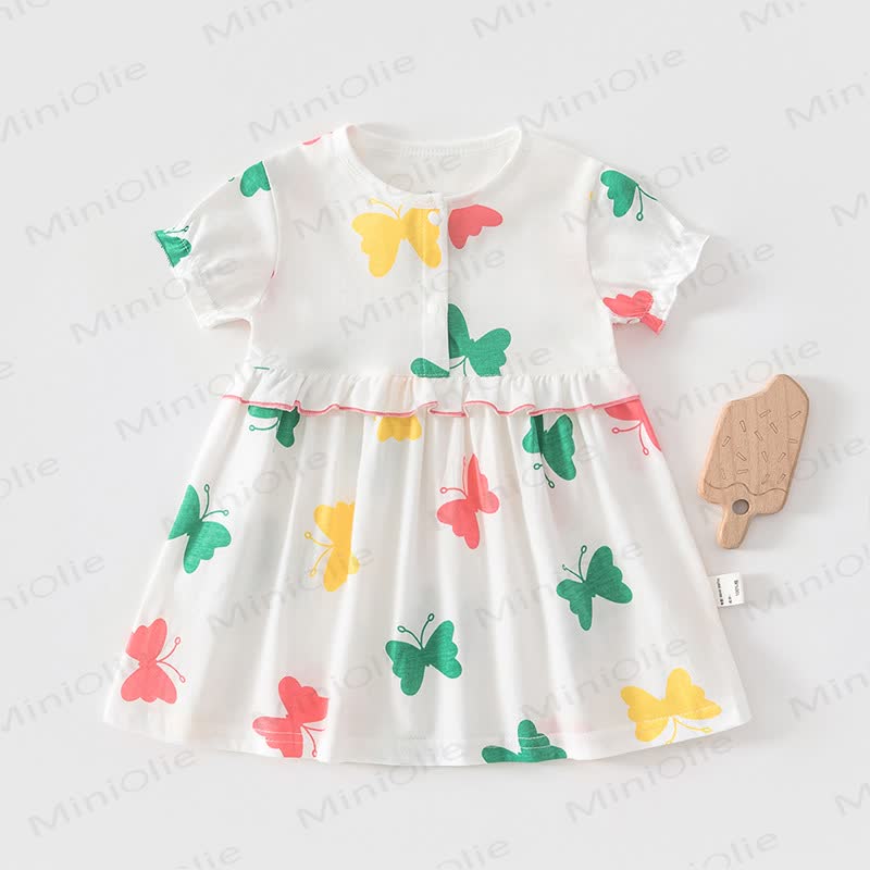 Baby Toddler Girls Cotton Dress - Multicolor Butterflies - 4-5T - image 2