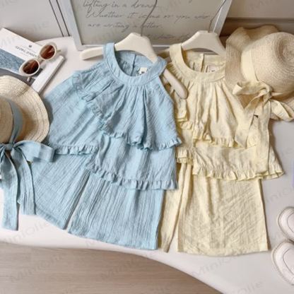 Toddler Girls Solid Color Tank Top and Pants Set  - image 2